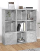vidaXL Шкаф библиотека бетонно сива 98x30x98 см инженерно дърво