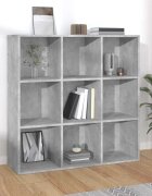 vidaXL Шкаф библиотека бетонно сива 98x30x98 см ПДЧ