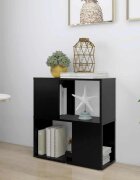 vidaXL Шкаф библиотека черен 60x24x63 см инженерно дърво