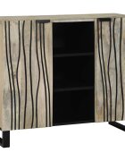 vidaXL Шкаф Бяло 90 x 33 x 75 см мангово дърво масив