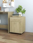 vidaXL Шкаф на колелца дъб сонома 45x38x54 см инженерно дърво