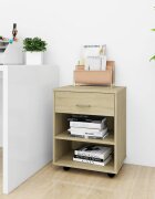 vidaXL Шкаф на колелца дъб сонома 46x36x59 см инженерно дърво