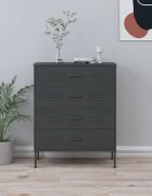vidaXL Шкаф с чекмеджета антрацит 80х35х1015 см стомана
