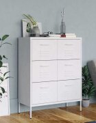 vidaXL Шкаф с чекмеджета бял 80х35х1015 см стомана