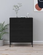 vidaXL Шкаф с чекмеджета черен 80х35х1015 см стомана