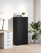 vidaXL Шкаф с чекмеджета черен дъб 555x34x1195 см инженерно дърво