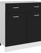 vidaXL Шкаф с чекмеджета "Lyon" черен 80x46x815 см инженерно дърво