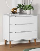 vidaXL Шкаф с чекмеджета MOLDE бял 80x40x80 см борово дърво масив