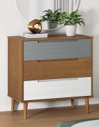vidaXL Шкаф с чекмеджета MOLDE кафяв 80x40x80 см бор масив