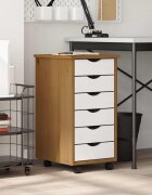 vidaXL Шкаф с чекмеджета на колелца MOSS меденокафяв бор масив