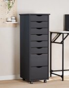 vidaXL Шкаф с чекмеджета на колелца MOSS сив бор масив
