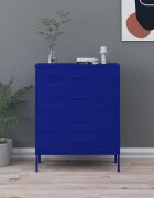 vidaXL Шкаф с чекмеджета нейви синьо 80х35х1015 см стомана