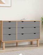 vidaXL Шкаф с чекмеджета OTTA кафяво и сиво 111x43x735 см бор масив