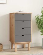vidaXL Шкаф с чекмеджета OTTA кафяво и сиво 45x39x90 см бор масив