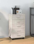 vidaXL Шкаф с чекмеджета с колелца бетонно сиво инженерно дърво