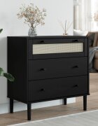 vidaXL Шкаф с чекмеджета SENJA черен 80x40x80 см бор масив