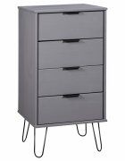 vidaXL Шкаф с чекмеджета сив 45x395x903 см борово дърво масив