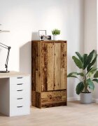 vidaXL Шкаф с чекмеджета старо дърво 555x34x1195 см инженерно дърво
