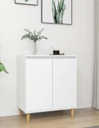 vidaXL Шкаф с дървени крака масив бял 60x35x70 см инженерно дърво