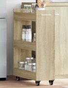 vidaXL Шкаф с колелца дъб сонома 60x22x79 см инженерно дърво