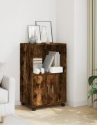 vidaXL Шкаф с колелца опушен дъб 55x40x91 см инженерно дърво