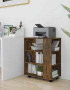 vidaXL Шкаф с колелца опушен дъб 60x35x75 см инженерно дърво