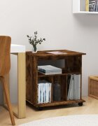 vidaXL Шкаф с колелца опушен дъб 60x45x60 см инженерно дърво