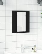 vidaXL Шкаф с LED огледало за баня черно 40x12x45 см акрил