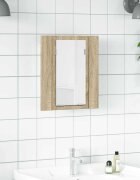 vidaXL Шкаф с LED огледало за баня дъб сонома 40x12x45 см акрил