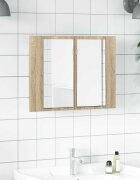 vidaXL Шкаф с LED огледало за баня дъб сонома 60x12x45 см акрил