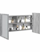 vidaXL Шкаф с LED огледало за баня сив сонома 100x12x45 см
