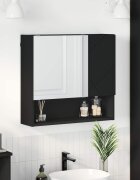 vidaXL Шкаф с огледало Черно 59 x 17 x 55 см Инженерна дървесина