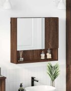 vidaXL Шкаф с огледало Кафяв дъб 59 x 17 x 55 см Инженерна дървесина