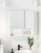 vidaXL Шкаф с огледало Лъскаво бяло 59 x 17 x 55 см