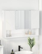 vidaXL Шкаф с огледало Лъскаво бяло 80 x 17 x 55 см
