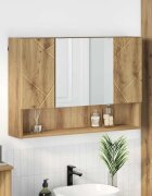 vidaXL Шкаф с огледало с врата Дъб 80 x 17 x 55 см Инженерно дърво
