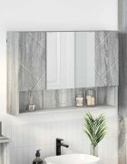 vidaXL Шкаф с огледало Сив Сонома 80 x 17 x 55 см Инженерно дърво