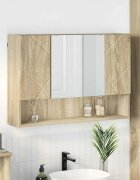 vidaXL Шкаф с огледало Сонома дъб 80 x 17 x 55 см Инженерно дърво
