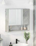 vidaXL Шкаф с огледало Циментено сиво 59 x 17 x 55 см