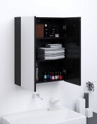 vidaXL Шкаф с огледало за баня 60x15x75 см МДФ черен гланц