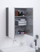 vidaXL Шкаф с огледало за баня 60x15x75 см МДФ сив гланц