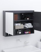 vidaXL Шкаф с огледало за баня 80x15x60 см МДФ сиво