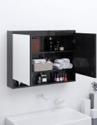 vidaXL Шкаф с огледало за баня 80x15x60 см МДФ сияйно черно