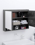 vidaXL Шкаф с огледало за баня 80x15x60 см МДФ сияйно сиво