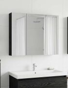 vidaXL Шкаф с огледало за баня Черния дъб 100 x 145 x 70 см