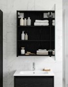 vidaXL Шкаф с огледало за баня Черния дъб 50 x 145 x 70 см