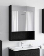 vidaXL Шкаф с огледало за баня Черния дъб 50 x 145 x 70 см