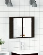 vidaXL Шкаф с огледало за баня Черния дъб 60 x 12 x 45 см