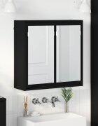 vidaXL Шкаф с огледало за баня Черно 60 x 20 x 60 cm