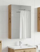 vidaXL Шкаф с огледало за баня Дъб Артизан 40 x 105 x 605 см